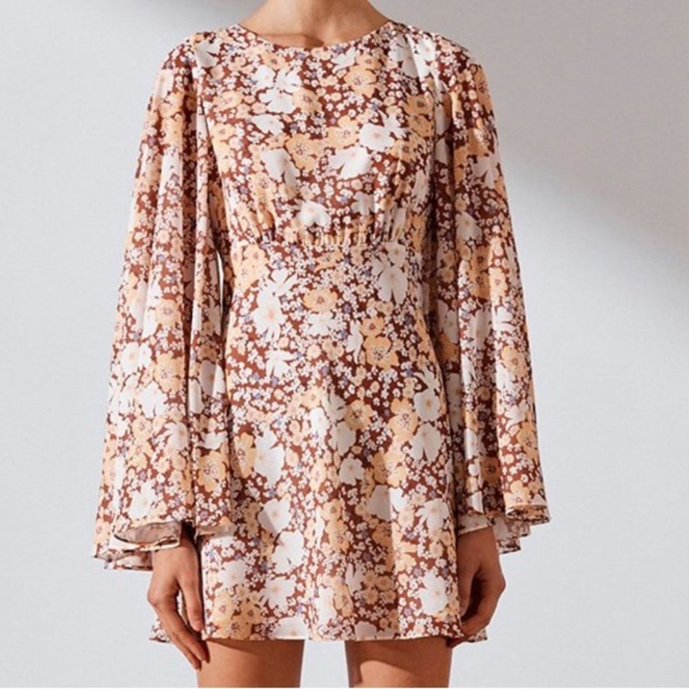 Shona Joy Circle Sleeve Backless Mini Dress Dixie